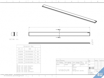 VIGOUR :: Designrost fr Cosima Duschrinne Edelstahl Glas anthrazit-grau 600mm