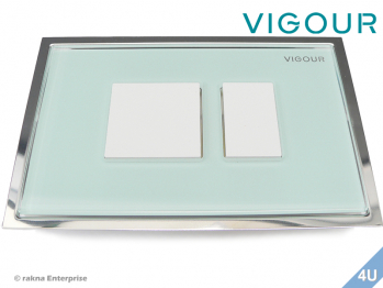 Vigour Bettigungsplatte AI Glas (mint) - Glas (wei) fr WC